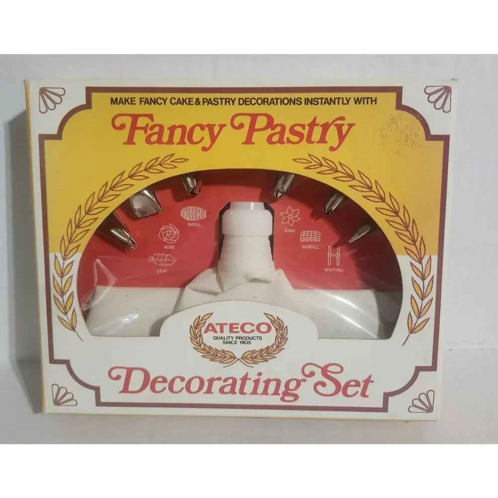 Vintage Ateco Fancy Pastry Cake Decorating Set 334C 6 Tips Made USA